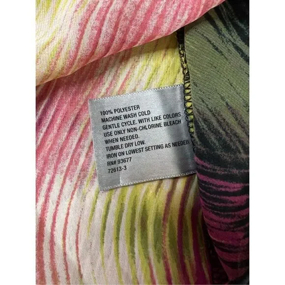 Worthington Petite Multi-color Abstract Sheer Cap Sleeve Blouse PL Colorful - Picture 10 of 12